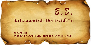 Balassovich Domicián névjegykártya
